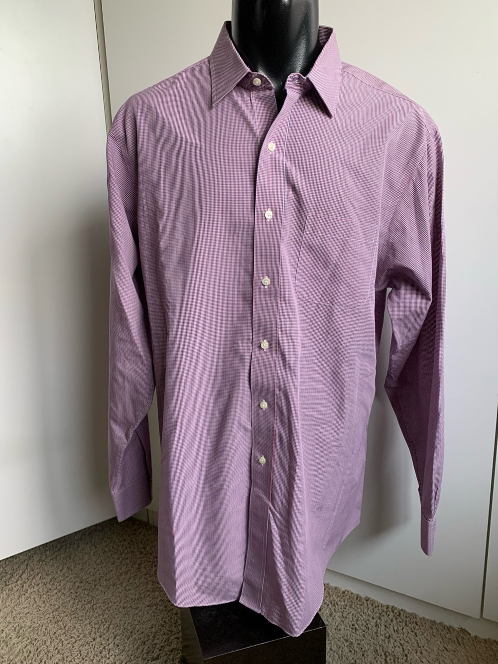 Brooks Brothers Regent 17.5x36 red/blue micro plaid non-iron shirt